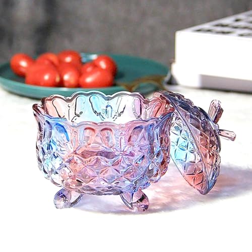 Colorful Crystal Glass Candy Snack Barrel Storage Jar Embossed Luxury Cookie Buffet Canister With Lids Jewelry Box Jar Biscuit Containers(Blue Purple Mixture) - color: Butterfly-Blue Purple Mixture