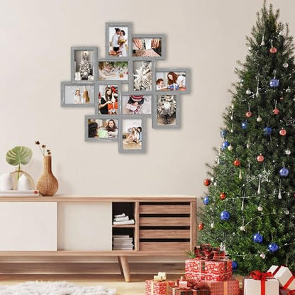 Jerry & Maggie - Photo Frame 24x24 Square Storm Eye Ashes PVC Picture Frame Selfie Gallery Collage Wall Hanging for 6x4 Photo - 12 Photo Sockets - Wall Mounting Design - color: Ashes