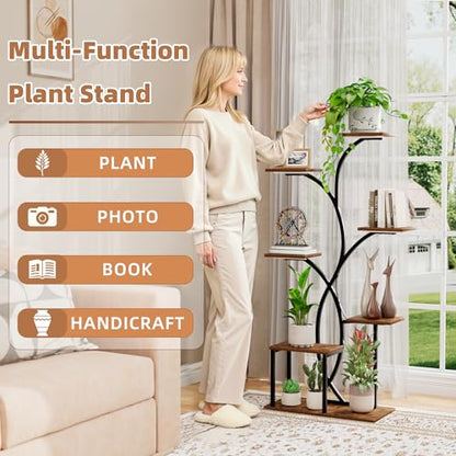 HAVLOTII Indoor Plant Stand with 4 Grow Lights - 7 Tiered Plant Shelf 52" | Metal Corner Plant Shelves for Indoor Growing - Lighted Plant Holders for Patio, Room, Home and Balcony