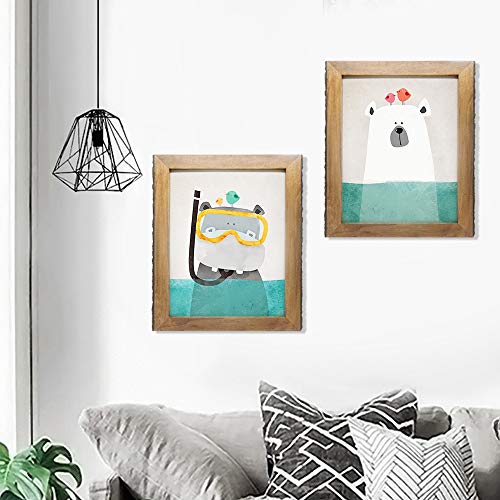 IKEREE 11x14 Rustic Picture Frames with Bark Edges, Wood Photo Frame Wall Mounting Display, Natural Brown - size: 11x14 inch