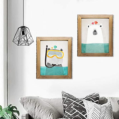 IKEREE 11x14 Rustic Picture Frames with Bark Edges, Wood Photo Frame Wall Mounting Display, Natural Brown - size: 11x14 inch