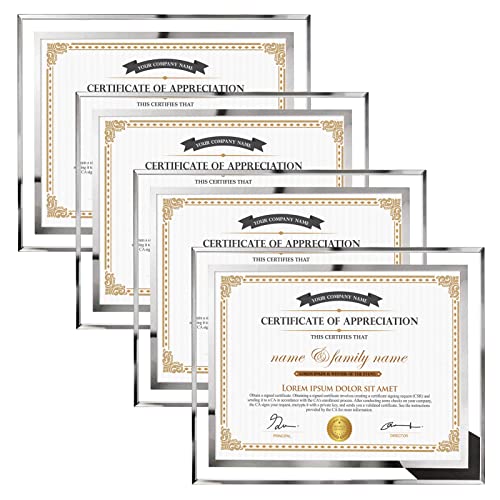 Hoikwo 8.5 by 11 Picture Frames, 4 Pack 8.5x11 Glass Picture Frames – For Small Business Licenses, School Certificates, Family Awards & Office Diplomas, Tabletop Display Only – Vertical or Horizontal - size: 8.5x11-4 Frames