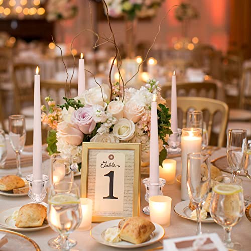 Glass Taper Candle Holders Set of 6 Clear Crystal Candle Holders for Candlesticks, Elegant Candlestick Holders for Table Centerpiece Wedding Party Christmas Thanksgiving Festival