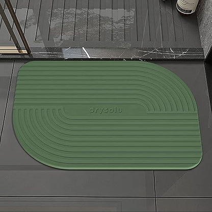 Stone Bath Mat Diatomaceous Earth Bath Mat Stone Shower Mat Fast Water Drying Ultra Absorbent Pad Diatomite Mat,Non-Slip Mat for Bathroom,Kitchen,Pet,15.35x23.62in,Hard,Drak Green,1-Pack