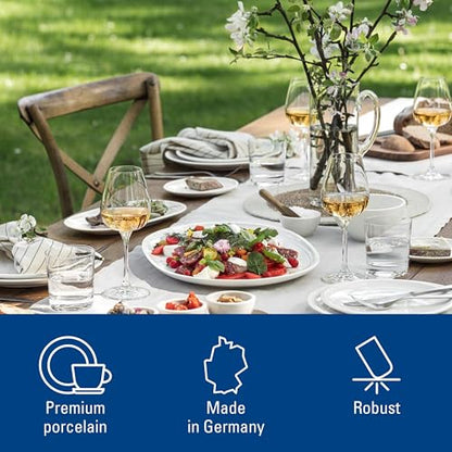 Villeroy & Boch Artesano Original 16 Piece Dinnerware Set, Creamy White | Premium porcelain dinnerware set, made in Germany, dishwasher and microwave safe, a wedding registry set