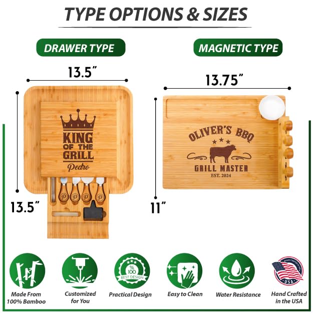 Personalized Charcuterie Board Gifts for Men – Custom Large Cheese Board with Knife & Utensil Set for Fathers Day, Anniversary, Birthday, Christmas Gift Idea for Dad, Papa, Grandpa, Parent