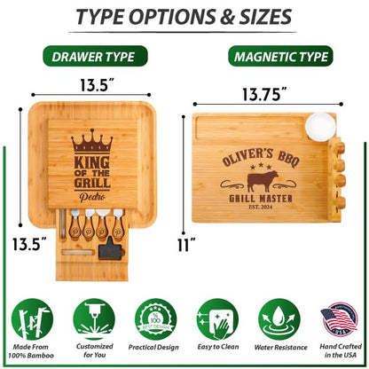 Personalized Charcuterie Board Gifts for Men – Custom Large Cheese Board with Knife & Utensil Set for Fathers Day, Anniversary, Birthday, Christmas Gift Idea for Dad, Papa, Grandpa, Parent