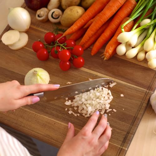 Nuogo 6 Pcs Large Acacia Wood Cutting Boards, Reversible Wooden Chopping Board with Juice Groove, Charcuterie Butcher Block for Kitchen Meat, Veggies & Fruit(18 x 14 Inch) - size: 18 x 14 Inch