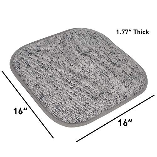 Sweet Home Collection Chair Cushion Memory Foam Pads Honeycomb Pattern Slip Non Skid Rubber Back Rounded Square 16" x 16" Seat Cover, 4 Pack, Broadway Gray/Black - color: Broadway Gray/Black, size: 4 Pack
