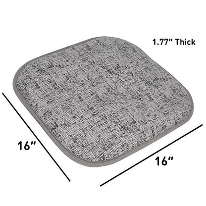 Sweet Home Collection Chair Cushion Memory Foam Pads Honeycomb Pattern Slip Non Skid Rubber Back Rounded Square 16" x 16" Seat Cover, 4 Pack, Broadway Gray/Black - color: Broadway Gray/Black, size: 4 Pack