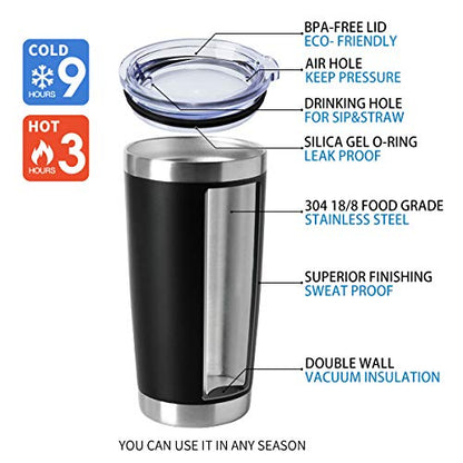 HASLE OUTFITTERS 20oz Tumblers Bulk Stainless Steel Cup with Lid Double Wall Vacuum Insulated Coffee Mug for Cold & Hot Drinks 8 Pack, Black - color: Black-A, size: 8 Count (Pack of 1)