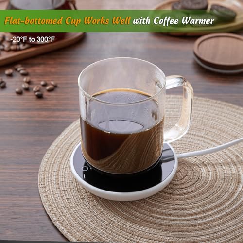 DRASTAR Glass Coffee Mugs,Clear Coffee Cups, Coffee Mug with Acacia Wood Lid, Tea Glass Cups with Handles, Large Coffee Mug Set of 2, Glass Coffee Cups for Latte, Espresso, Tea (2, 16 oz) - size: 16 oz