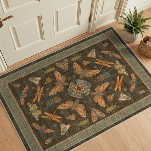 Arenarug Entry Way Rugs 2x3 Indoor Door Mat Non Slip Front Small Rug Washable Insect Boho Throw Rug for Entrance, Kitchen, Bathroom, Brown - color: Brown, size: 2'x3'