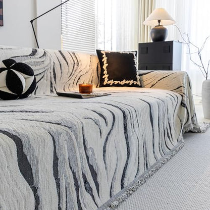 ROOMLIFE Couch Cover 3 Cushion Sofa, Washable Non Slip Furniture Sofa Protector Cover, Soft Chenille Sofa Slipcovers Sectional L Shape Dogs Couch Cover Throw Blanket with Tassels 71''X134'' - color: Cy#black, size: X-Large（71*134IN）