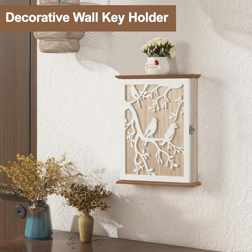 Wood Wall Mounted Key Holder 6 Key Hooks Key Organizer for Entryway | Wood wall mounted organizer rack with 6 key hooks decorative key hanger holder home decor office entryway hallway