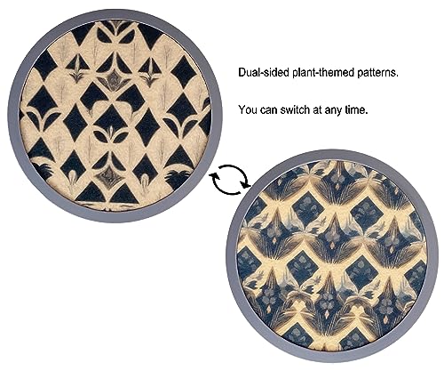 Absorbent Coasters for Drinks with Holder - 6packs, Silicone Coaster with Soft Felt Insert (4.3 inch Coasters with 4.5 inch Holder, Dual-Sided Ears of Wheat Artistry) - color: Dual-sided Ears of Wheat Artistry