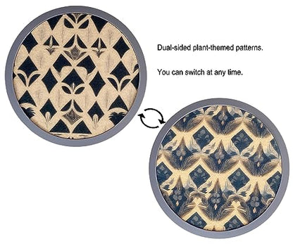 Absorbent Coasters for Drinks with Holder - 6packs, Silicone Coaster with Soft Felt Insert (4.3 inch Coasters with 4.5 inch Holder, Dual-Sided Ears of Wheat Artistry) - color: Dual-sided Ears of Wheat Artistry
