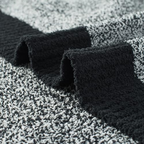 Carriediosa Heather Throw Blanket 60x80, 400GSM Ultra Soft Microfiber | Black, Fuzzy Fluffy Cozy Plush Knit Knitted Throws, Lightweight Cute Preppy Fall Blankets for Couch, Bed - color: Heather - Black, size: 60" X 80"