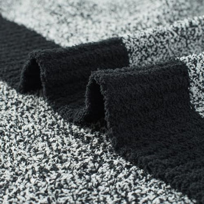 Carriediosa Heather Throw Blanket 60x80, 400GSM Ultra Soft Microfiber | Black, Fuzzy Fluffy Cozy Plush Knit Knitted Throws, Lightweight Cute Preppy Fall Blankets for Couch, Bed - color: Heather - Black, size: 60" X 80"