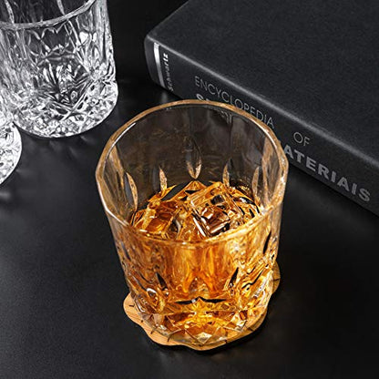 KANARS Whiskey Glasses Set of 6 with Elegant Gift Box for Liquor Scotch Rum | 10 Oz Premium Old Fashioned Crystal Glass Tumbler Bourbon Gifts for Birthday Thanksgiving Christmas Housewarming - color: Set of 6