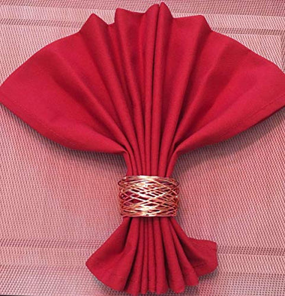 ITOS365 Handmade Round Mesh Napkin Rings Holder for Dinning Table Parties Everyday, Set of 12 - color: Copper