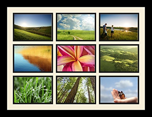 ArtToFrames Collage Photo Frame Single Mat with 9-5x7 Openings with Satin Black Frame and Blue Jay mat. - color: 9 - 5x7 - (2144), size: Blue Jay