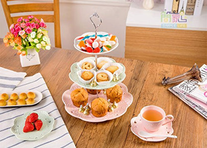 Jusalpha 3-Tier Multi Color Solid Ceramic Serving Stand (3 Color-Gold) | Adjustable Cake Stand-Dessert Stand-Cupcake Stand-Tea Party Serving Platter comes with a sugar tong - color: Gold