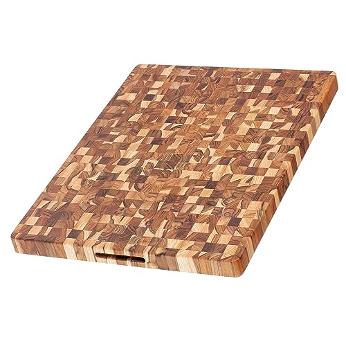 Teakhaus Butcher Block Cutting Board - Extra Large Wooden Cutting Board - Holiday Gift Ideas for Men and Women - Gift-Ready End Grain Wood, Knife Friendly - FSC Certified - color: Without Juice Groove, size: Extra Large (24 inch x 18 inch x 1.5 inch)