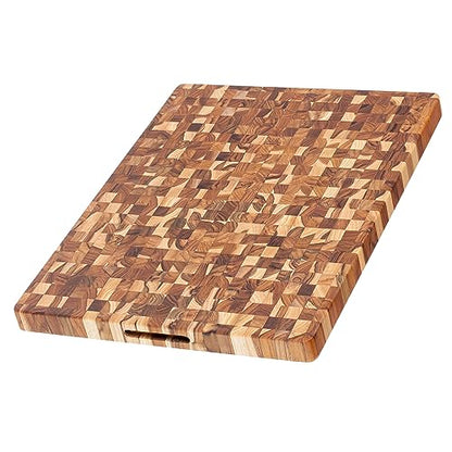 Teakhaus Butcher Block Cutting Board - Extra Large Wooden Cutting Board - Holiday Gift Ideas for Men and Women - Gift-Ready End Grain Wood, Knife Friendly - FSC Certified - color: Without Juice Groove, size: Extra Large (24 inch x 18 inch x 1.5 inch)