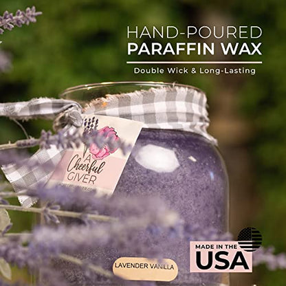 A Cheerful Giver — Lavender Vanilla - 34oz Papa Scented Candle Jar with Lid - Keepers of the Light - 155 Hours of Burn Time, Gift Candle, Violet - size: 34 oz