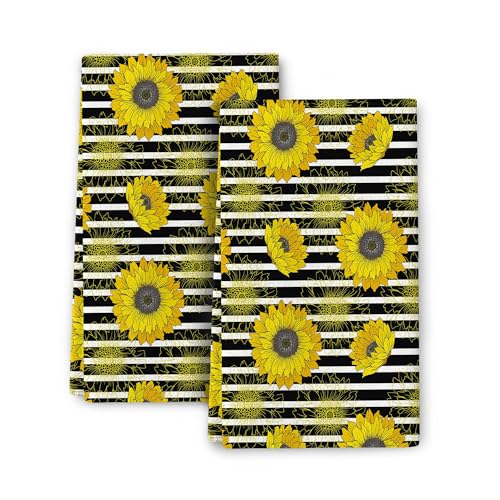 Sunflowers Kitchen Towels Set of 2 Soft and Super Absorbent Summer Dish Towel Hand Towels for Kitchen Farmhouse Holiday Home Decorations 16x24 Inch - color: Sunflowers