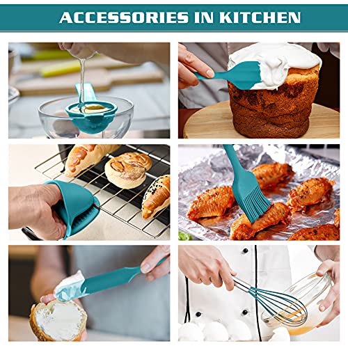 P&P CHEF Kitchen Utensils Silicone Cooking Utensil Set, 28Pcs Baking Utensils Spatulas with Holder, Heat-resistant & Non Toxic, Non-stick & Dishwasher Safe, Blue - color: Blue