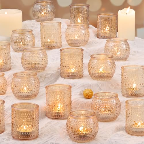 32 Pcs Gold Candle Holders- Gold Centerpieces for Wedding Table Decor, Assorted Votive Candle Holders for Wedding Table Decor, Rehearsal Dinner, Engagement, Birthday Party Decorations - color: Gold