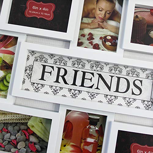 Jerry & Maggie - Photo Frame 22x17 White Friends Picture Frame Selfie Gallery Collage Wall Hanging for 6x4 Photo - 8 Photo Sockets - Wall Mounting Design - color: White, size: Friends/ Textured