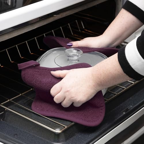 RITZ Terry Potholder & Hot Pad: Unparalleled Heat Resistant, Durable 100% Cotton – Ergonomically Designed for Optimal Grip – Easy-Care Machine Washable – 2-Pack, Beet - color: Beet, size: 2-Pack