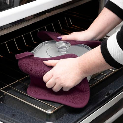 RITZ Terry Potholder & Hot Pad: Unparalleled Heat Resistant, Durable 100% Cotton – Ergonomically Designed for Optimal Grip – Easy-Care Machine Washable – 2-Pack, Beet - color: Beet, size: 2-Pack
