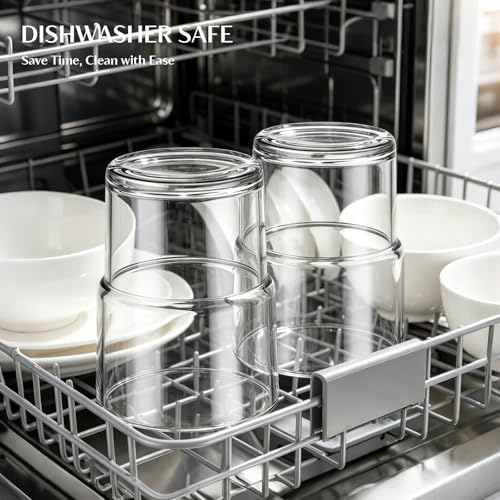 INSETLAN 13 oz Portable Glass Tumblers Set of 4, Thick Wall Glass Cups with Lid and Glass Straw, On-the-Go Coffee Cups for Iced Coffee, Tea, Milk, Hot & Cold Drinks, Travel & Daily Use - color: 13 oz - 4 Pcs