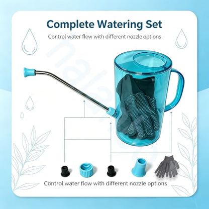 Small Watering Can 2L with Long Spout, Plastic，White | 68oz Capacity, Lightweight Design, Indoor & Outdoor Use, Portable, Long Reach Spout - color: White