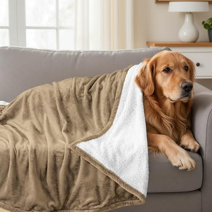 Utopia Bedding Reversible Plush Sherpa Blanket Throw Size Camel, 50x60 Inch | Soft, Warm, Fleece, Bed, Sofa, Couch, Camping, Travel, Cozy, All Season - color: Camel, size: Throw (50x60 Inch)
