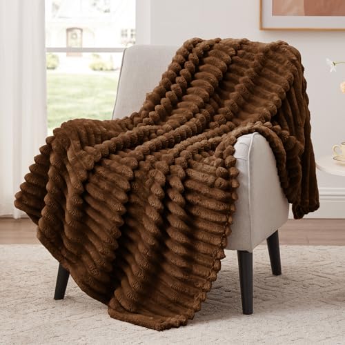EXQ Home Gentle Soft Fleece Throw Blanket – Cozy Lightweight Blanket for Couch Bed – All-Season Warm Fuzzy Flannel Blanket for Women Mom Her – Gifts for Birthday(90"x108",Brown) - color: Brown, size: King