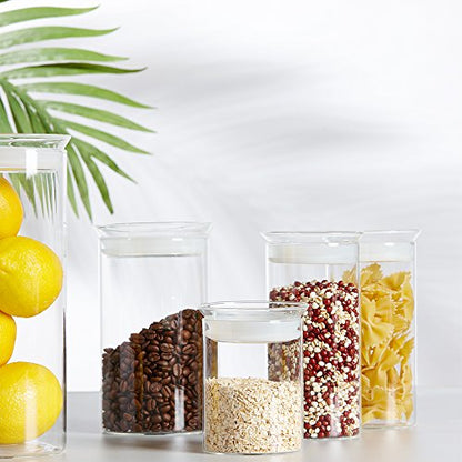 ZENS 15oz Glass Jars with Airtight Lid, Set of 2 Small Glass Storage Jars | Thick Borosilicate Clear Kitchen Canisters for Herbs, Sugar, Loose Tea Glass Storage Jars - size: 3-15oz 2Pack