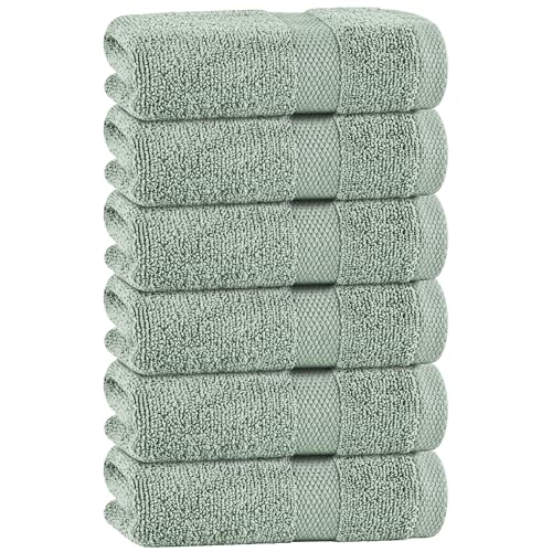 White Classic Green Hand Towels for Bathroom [6 Pack] Cotton Hand Towel Bulk for Gym, Kitchen and Spa, 16x27 Inches Soft Highly Absorbent Quick Dry Terry Salon Towels - color: Mint Green, size: Hand Towels 6-Pack