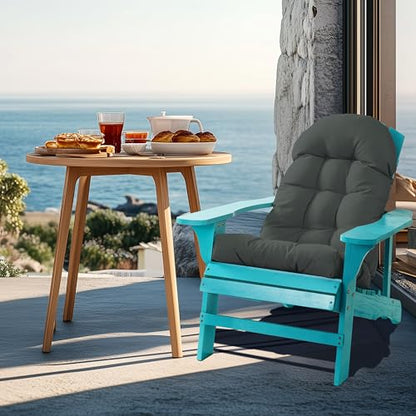 Adirondack Chair Cushion, Rocking Chair Cushion 44x19.4x4 inch, High Back Patio Cushions of Upper and Lower with Ties, Sunscreen and Fade-Resistant (Dark Grey, 2) - color: Dark Grey