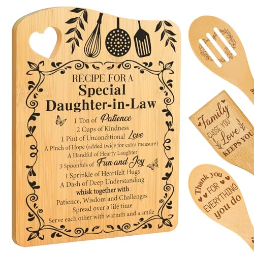 Gifts for Daughter in Law, Daughter-in-Law Birthday gift from Women | Mothers Day Christmas Gift for Daughter in Law, Recipe for A Special Daughter in Law, Cutting Board with Spoon - color: Daughter in Law