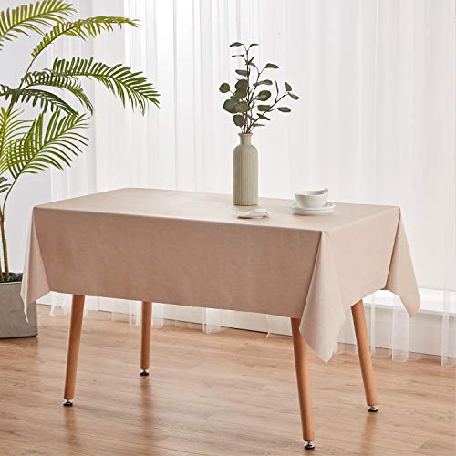 NLMUVW Square Vinyl Tablecloth 100% Waterproof Oil Proof PVC Table Cloth Wipe Clean Table Cover for Kitchen Dining Picnic, Champagne, 48 x 48 Inch - color: Champagne, size: 48" x 48" (Square)