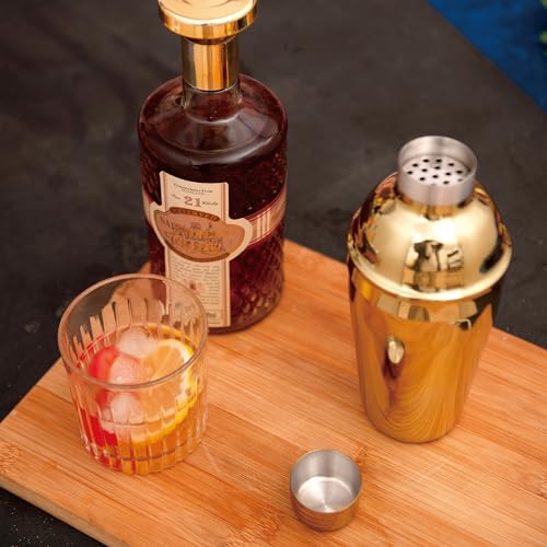 JNWINOG Cocktail Shaker Set Stainless Steel Bartending Kit 18.6oz Cocktail Bar Set Cocktail Mix Drink Making Kit Professional Bar and Home Drink Bar Tools for Bartender (Gold, 7Pcs) - color: Gold, size: 7Pcs