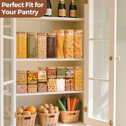 ComSaf Glass Storage Containers Set of 6 (2.2Qt/1.2Qt/0.8Qt/0.6Qt*3) | Pantry Storage Containers, Kitchen Jar, Glass Canisters, Bamboo Lid with Silicone Seal, Flour, Cereal, Spice Jar, BPA Free - size: 0.6Qt*3/0.8Qt*1/1.2Qt*1/2.2Qt*1