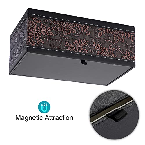 Sumnacon Tissue Box Cover Rectangule Leather Tissue Box with Magnetic Bottom,Stylish PU Tissue Box Holder for Bathroom Toilet Bedroom Living Room Desk Table Office Car - color: Brown, size: Medium