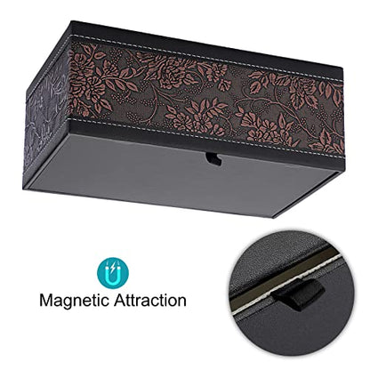 Sumnacon Tissue Box Cover Rectangule Leather Tissue Box with Magnetic Bottom,Stylish PU Tissue Box Holder for Bathroom Toilet Bedroom Living Room Desk Table Office Car - color: Brown, size: Medium