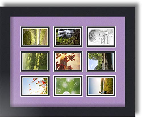 ArtToFrames Collage Photo Frame Double Mat with 9-2x3 Openings with Satin Black Frame and Lavender Mist mat. - color: Lavender Mist, size: 9 - 2x3
